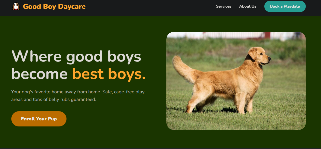 Good Boy Doggy Daycare website