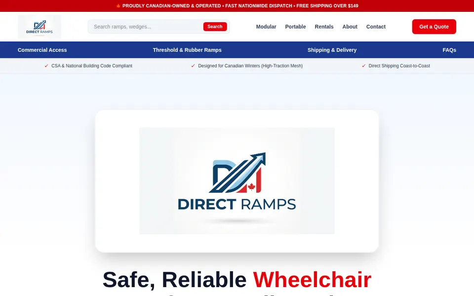 Screenshot of the Direct Ramps Canada website