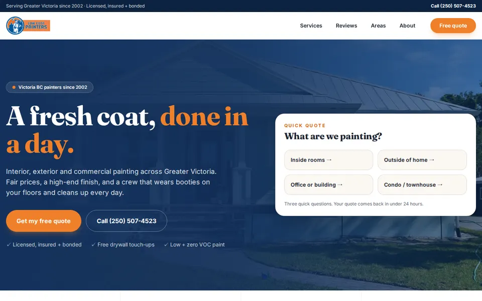 Screenshot of the Low Cost Painters website